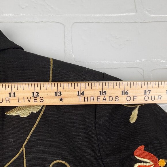 Brownstone Studios Jacket Women P Medium Black Orange Floral Embroider Shacket - Picture 9 of 11